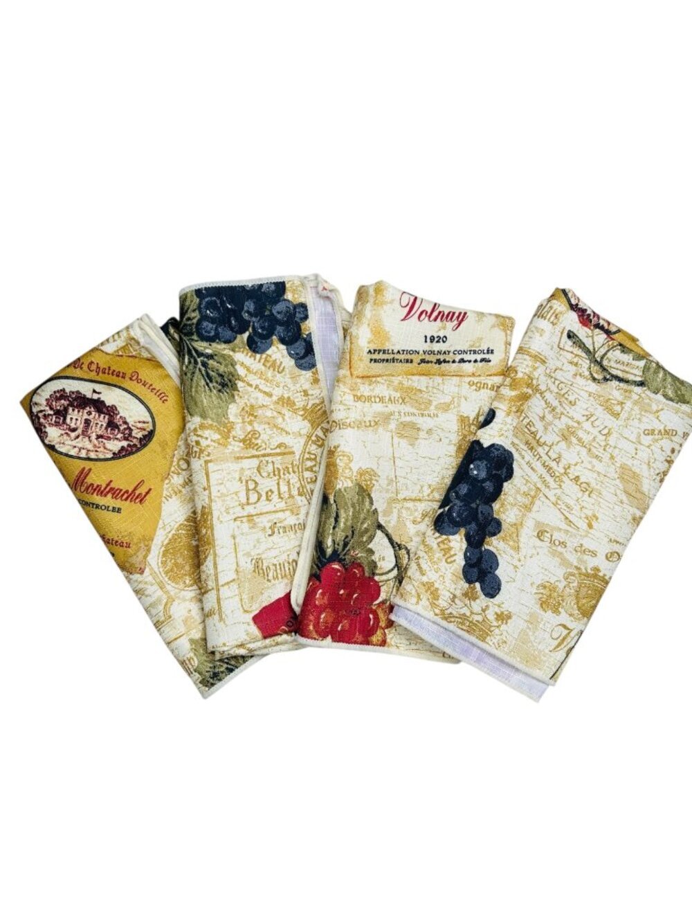 Wine Italy Theme Fabric Napkins Grapes Set of 4
